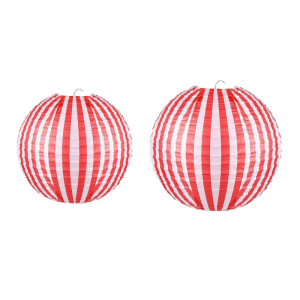 6PCS Red and White Stripe Paper Lanterns For Weddings Birthdays And Outdoor Gatherings Lightweighted And Foldable