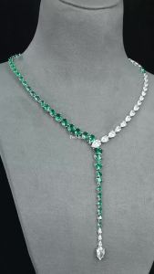ZOCA 925 Sterling Silver Emerald Gemstone Water Drop Pendant Necklace Fine Jewelry Gifts