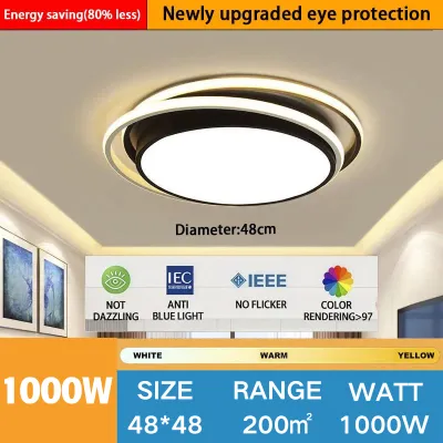 LED ceiling light with remote control Tricolor Modern Chandelier dimming ceiling lamp Nordic modern corridor light Aisle Light ceiling light bedroom living center light brightCeiling Light dining light room light 96W 30 year warranty