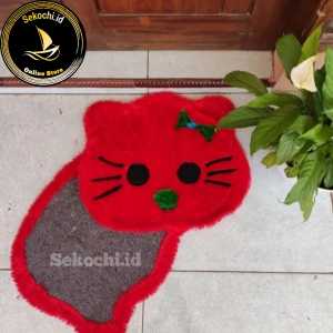 Karpet keset rumah bahan bulu halus bentuk kepala karakter lucu termurah / grosir kesed keset