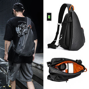 2021 New Chest Bag with USB Charging Port Waterproof Outdoor Male Bags Ipad Shoulder Messenger Bags Daypack Cool Sling Bag for Men