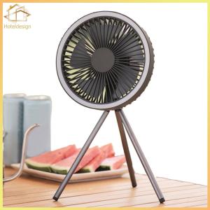Rechargeable USB Tent Fan with LED Light Tripod Desktop Portable Air Circulator W/ Timer Function for Outdoor Canopy Travel Fishing