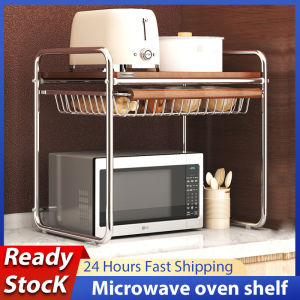 Kitchen Microwave Rack Rak Dapur Multi Layer Countertop Organizer Mesh Basket Stainless Steel Fits Micro-Wave Oven
