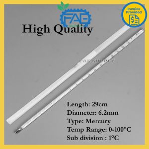 Glass thermometer 0-100 degree Celsius Mercury School Experiment Laboratory / 试验温度计 / Termometer Suhu Lab Experiment