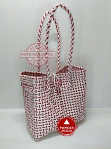 JUAL TAS ANYAM JALI JALI JOGJA / TAS BELANJA JALI ANYAM / TAS SANGKEK JOGJA / TAS JALI PLASTIK / TAS JINJING JALI-SIZE S - MULTI COLOR