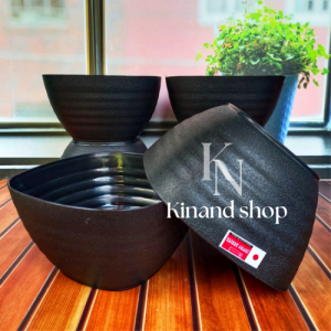 piring ramen set isi 6 pcs 3 piring ramen 3 mangkuk kotak 7 inch ramen ulir hitam mewah