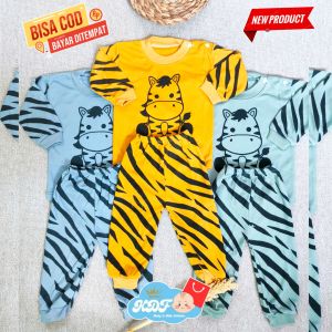 3 pcs setelan panjang anak/bayi motif zebra hourse warna cerah