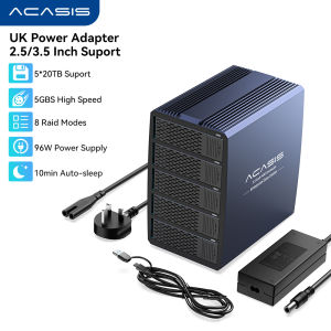 Acasis5-Bay RAID Enclosure | 8 Modes 24TB/Drive & 96W Stable Power | 1GB/3s Transfer & Turbo Cooling for Data Centers/Studios EC-7355