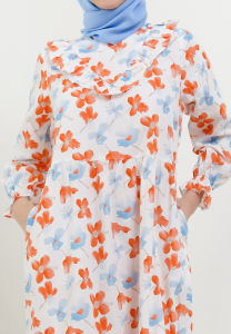 MFMW Alemong Dress Gamis Orange Motif Bunga