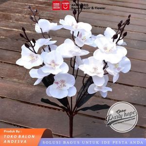 bunga anggrek orchid 5 cabang / bunga hias artificial anggrek plastik