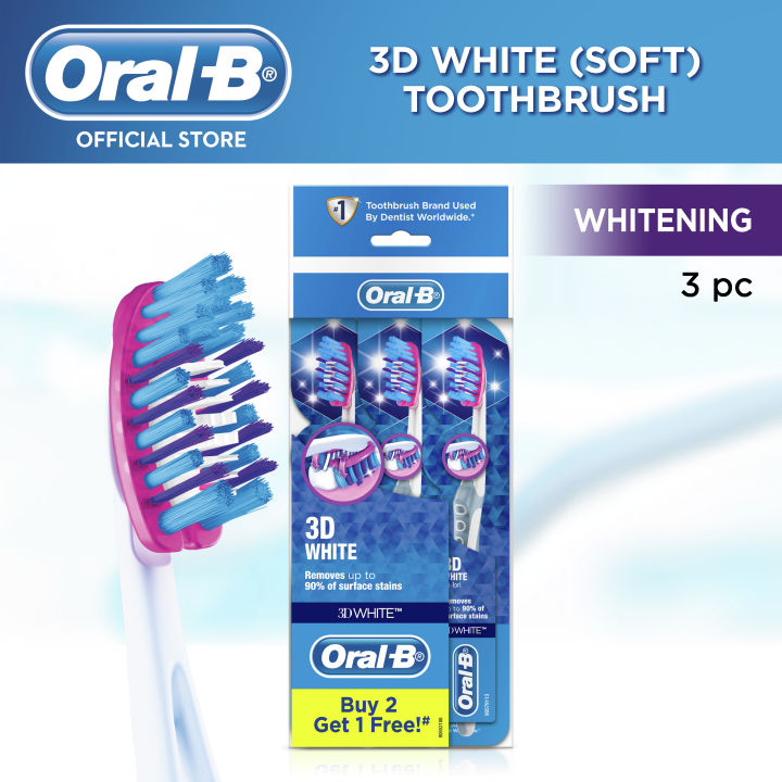 Oral B 3D White Soft Manual Toothbrush 3 Count PolyBag Lazada