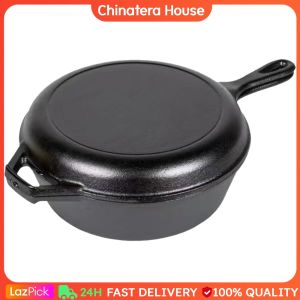 Iron Fried Egg Pan Non-Stick Fry Pan with Handle for Indoor & Outdoor Use