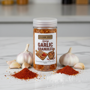 SPICY GARLIC GRANULES Topping - CHILI Bagel Seasoning Spice Mix for Porridge Pizza Noodles Rice Eggs Congee Dim Sum 80g [SEASONING WORKS]