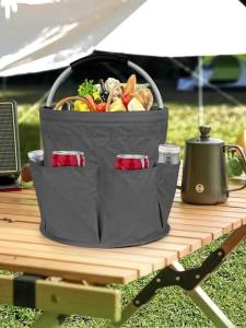 กระเป๋าทำความสะอาด Qivine ขนาด 17 ลิตร พร้อมหูหิ้ว กระเป๋าอุปกรณ์ทำความสะอาดแบบพับได้ กระเป๋าเครื่องมือ อุปกรณ์จัดระเบียบผลิตภัณฑ์ทำความสะอาด ถังทำความสะอาดแบบพกพาสำหรับเก็บผ้าขนหนู (สีดำ)