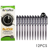 12pcs Flextok retractable black ball pen 0.7mm retractable ballpoint pen