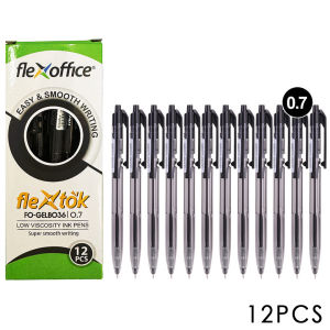 12pcs Flextok retractable black ball pen 0.7mm retractable ballpoint pen