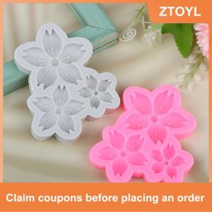 【ZTOYL】 1 khuôn silicon hình hoa sakura 3 ngăn Khuôn làm bánh sinh nhật sô cô la Kẹo mềm trang trí hoa mặt trời