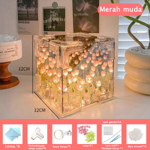 MEKANSM Bunga Tulip Lampu Lampu DIY Tulip Lampu Malam Led Cermin Lampu Dekorasi Hadiah Ulang Tahun