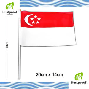 [SG Stock] Wholesale 100PCS Singapore National Day Singapo Flag with Pole 14x21cm/20x28cm Bulk Hand Flag for School Eve