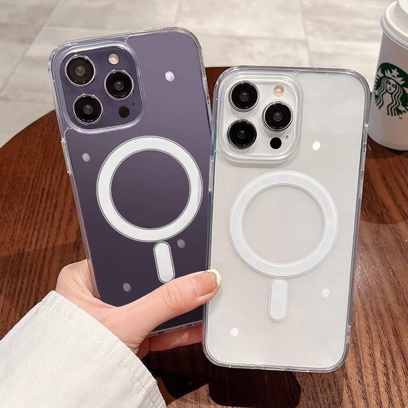 For IPhone 16 15 14 13 12 11 Pro X Xr Xs Max 7 8 Plus Shock Proof Magnetic Transparent Case PC Hard Phone_voghion.com