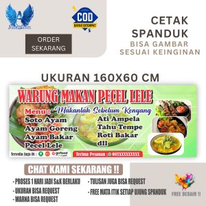Cetak Spanduk Banner WARUNG MAKAN PECEL LELE Costom Desain
