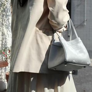 2026 New Chinese-style bag basket bag bucket bag satin shoulder bag crossbody handbag silver handbag for women