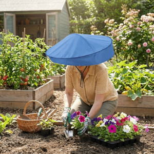 SWEET Pongee Hands Free Umbrella Hat Rainproof Nylon Sun Shade Cap Practical Gift Black Coating Head Mount Umbrella Outdoor
