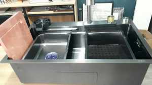 STAINLESS 304 WATERFALL KITCHEN SINK with FAUCET DRAINER and CUP WASHER (INCLUDES FITTINGS (with HOT and COLD hose) CHOPPING BOARD PULL OUT HOSE FAUCET AND DRAINERS)
