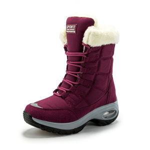 EsHi Women Winter Snow Boots Waterproof Platform Shoes Keep Warm Mid-Calf Snow Boots Ladies Lace-up Waterproof Boots