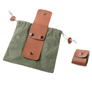 GUDAN Waxed Canvas Canvas Storage Bag Collapsible PU Leather Garden Picking Pouch Portable Durable Outdoor Foraging Bag Hiking