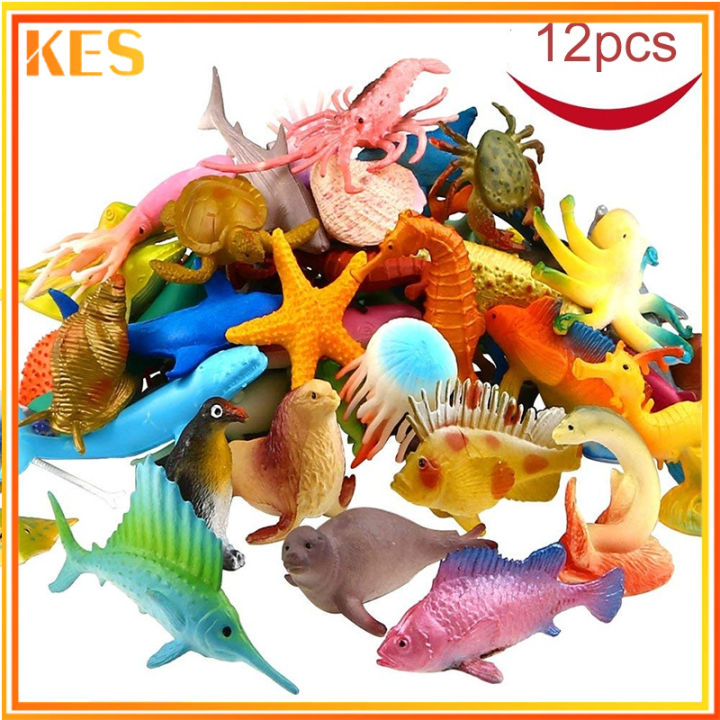 12pcs artificial fish for aquarium Sea Creature Toy Fish Figure Toy  Educational 