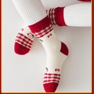 Christmas Gift Halloween Kawaii Sanrio Childrens Socks Hello Kitty Spring Autumn New Cartoon Anime Cotton Socks Sweat Absorbing Breathable Middle Socks