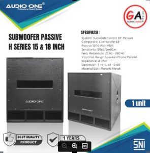 Audio One Subwoofer Single 15 18 inch AudioOne PASSIVE H Series Power 1200watt Sound System Professional | GA
