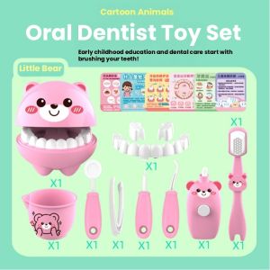 CuddleCove Kids Dentist Pretend Play Set Cute Animal Brushing Teeth Toy Educational Dental Role Play Toy Mainan