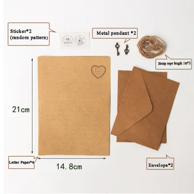 YUHENNY 12pcs/set Love Letter Letter Supplies Mailers Set Vintage European Style Letter Pad Envelopes Letter Paper Kraft Paper Envelope Writing Paper