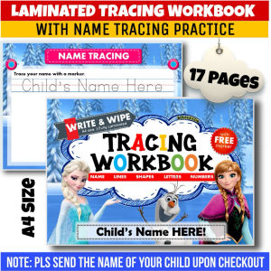 Laminated Tracing Workbook for Kids Ages 3-5 with FREE Marker A4 size Wipe Clean Reusable Pages【Fast Delivery】