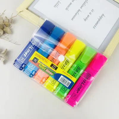 6pcs color highlighter school office supplies stationery marker highlighting student pen writing