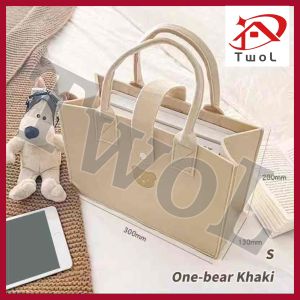 TWOL 1pcs Korean Original Large Capacity Bear Felt Tote Bags Handbag Travel Shopping Mother-baby Bag