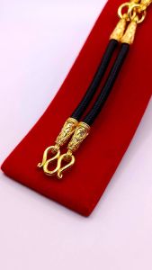 สร้อยพระผู้ชาย เชือกห้อยพระ เชือกร่ม สร้อยพระเชือกร่ม คั่นทอง หัวจรวด ยาว 24 นิ้ว สร้อยพระ 3องค์ สร้อยคอห้อยพระ ชูบทองไมครอน