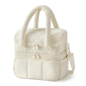 MKEB MALL Tumbler Compartment Lunch Bag Double Layer Thickened Cooler Bag Handbag Heat Preservation Picnic Bag Lunch Carrying