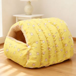HEALMEYOU Warm and Cozy Plush Cat Bed Checkered Thicken Cotton Closed Dog Litter  Washable Puppy Litter Pet Supplies