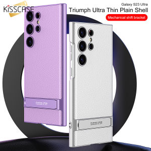 Kisscase Ốp đứng cứng bằng da sang trọng cho Samsung s24ultra 5g Có Nắp miếng bảo vệ màn hình cho Galaxy s23ultra Plus Ốp lưng bracker có thể gập lại cho Galaxy s24ultra s24plus S24 + S24 Ultra