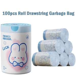 100Pcs/Roll Thickened Plastic Garbage Bag Multi-Purpose Drawstring Garbage Bag