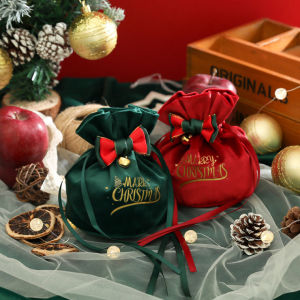 【10Pcs/Set】Creative Christmas gift bag Christmas apple velvet bag Christmas Eve candy box Christmas fruit flannel bundle pocket