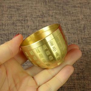 BolehDeals Brass Feng Shui Bowl Chinese Character Rice Cylinder Decoration Cornucopia Bai Fu Bowl Figurine Treasure Bowl for Housewarming Gift Home