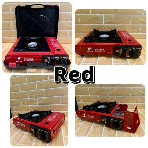 Portable Gas Stove Black Green Red Blue Compact Lightweight Easy to Use Camping Hiking Outdoor Cooking