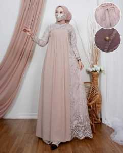 COD GAMIS BRUKAT MANDALIKA DRES KONDANGAN WANITA MODEL TERBARU GAMIS TILE MUTIARA KOMBINASI CERUTI POLOS GAMIS PESTA MEWAH GAMIS ELEGANT Gamis Pesta Elegan Lengan Panjang - Lazada