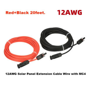 1Pair Black & Red 20/30 Feet 10AWG Solar Panel Extension Cable Wire with MC4 Female and Male Connector