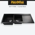 PALOMA SGP 7101 Kitchen Sink Bak Cuci Piring Dapur Progranite 2 Bowl Topmount Undermount Pro Granite Granit Quartz Top Under Mount Black Grey Gray White Hitam Abu Putih 7101BC 7101GS 7101WR. 