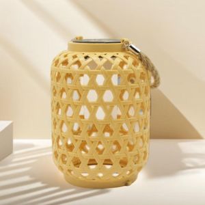 MACRAMEX 800 MAH Solar Imitation Rattan Lantern LED Waterproof Yard Lighting Ornaments Atmosphere Warm Light Woven Landscape Chandelier Outdoor